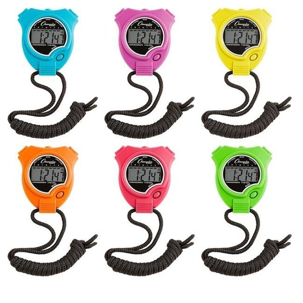 Champion Sports Champion Sports CHS910NSET Stop Watch; Neon - Pack of 6 CHS910NSET